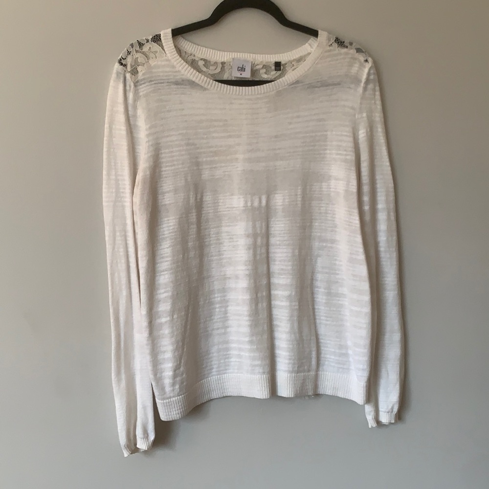 CAbi cream sweater with lace back. Size M - surprise when you turn around. ♥️
